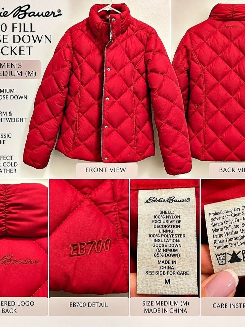 Eddie Bauer EB700 Diamond Quilted Goose Down Jacket Diamond Quilted Puffer